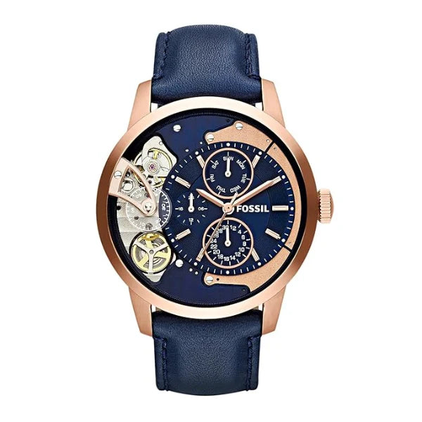 Fossil Townsman Blue Leather Strap Blue Dial Automatic Watch for Gents - ME1138