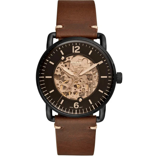 Fossil Commuter Brown Leather Strap Brown Dial Automatic Watch for Gents - ME3158