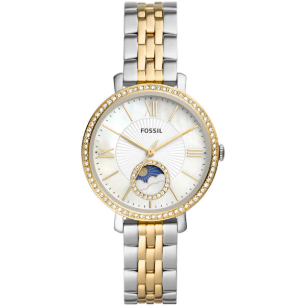Fossil Jacqueline Sun Moon Two-Tone Stainless Steel Mother Of Pearl Dial Quartz Watch for Ladies - ES5166