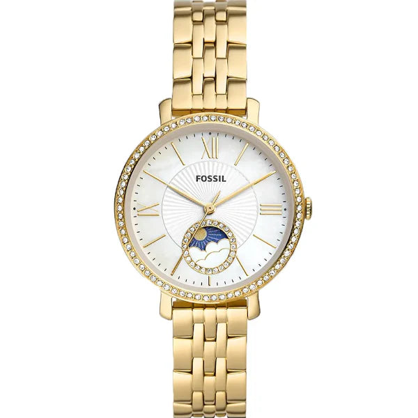 Fossil Jacqueline Sun Moon Gold Stainless Steel Mother Of Pearl Dial Quartz Watch for Ladies - ES5167
