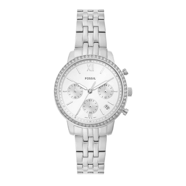 Fossil Neutra Silver Stainless Steel Silver Dial Chronograph Quartz Watch for Ladies - ES5217