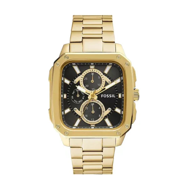Fossil Multifunction Gold Stainless Steel Black Dial Quartz Watch for Gents - BQ2656
