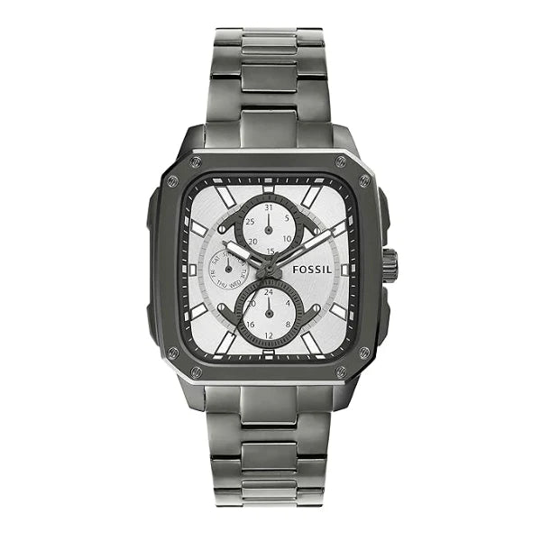 Fossil Multifunction Gunmetal Stainless Steel Silver Dial Quartz Watch for Gents - BQ2657