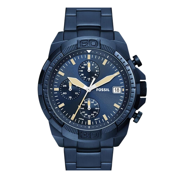 Fossil Bronson Blue Stainless Steel Blue Dial Chronograph Quartz Watch for Gents - FS5916