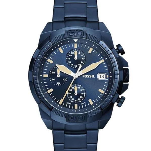 Fossil Bronson Blue Stainless Steel Blue Dial Chronograph Quartz Watch for Gents - FS5916