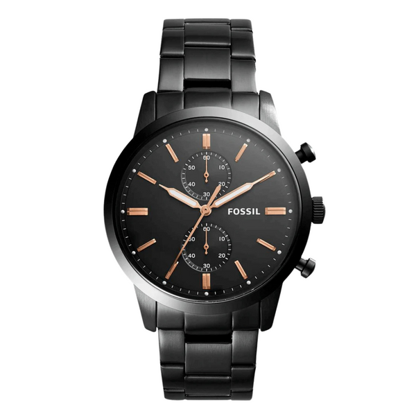 Fossil Townsman Black Stainless Steel Black Dial Chronograph Quartz Watch for Gents - FS5379