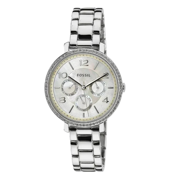 Fossil Jacqueline Silver Stainless Steel Mother Of Pearl Dial Quartz Watch for Ladies - ES3755