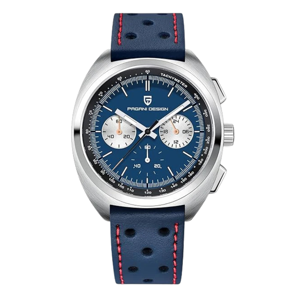Pagani Design Blue Leather Strap Blue Dial Chronograph Quartz Watch for Gents - PD1782