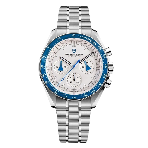Pagani Design Silver Stainless Steel White Dial Chronograph Quartz Watch for Gents - PD1701