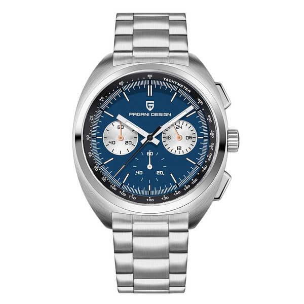 Pagani Design Silver Stainless Steel Blue Dial Chronograph Quartz Watch for Gents - PD1782