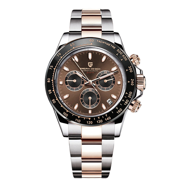 Pagani Design Two-tone Stainless Steel Brown Dial Chronograph Quartz Watch for Gents - PD1644