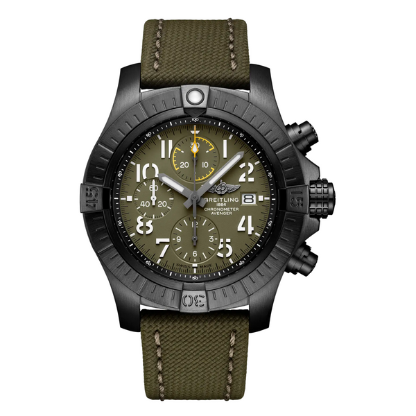 Breitling Avenger Green Leather Strap Green Dial Chronograph Automatic Watch for Gents - V13317101L1X1