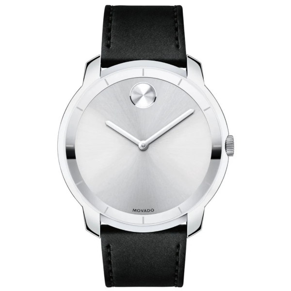 Movado Bold 3600468 – Silver Dial Black Leather Strap Men's Watch