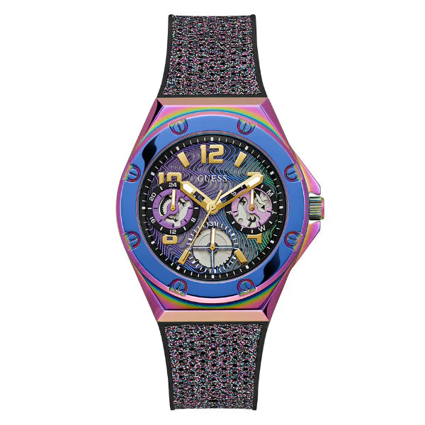 Guess Iridescent Silicone Strap Multicolor Dial Quartz Watch for Ladies - GW0620L4