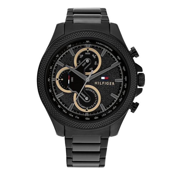 Tommy Hilfiger Clark Black Stainless Steel Black Dial Chronograph Quartz Watch for Gents - 1792081