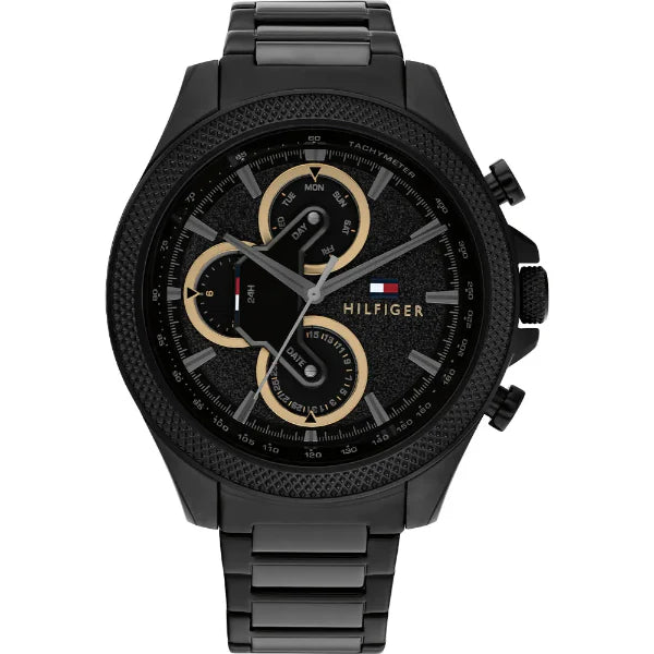 Tommy Hilfiger Clark Black Stainless Steel Black Dial Chronograph Quartz Watch for Gents - 1792081