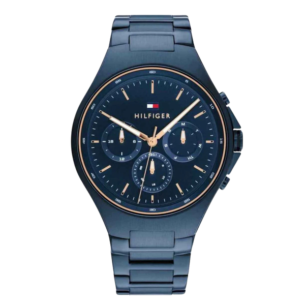 Tommy Hilfiger Justin Blue Stainless Steel Blue Dial Chronograph Quartz Watch for Gents - 1792058