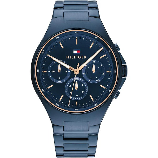 Tommy Hilfiger Justin Blue Stainless Steel Blue Dial Chronograph Quartz Watch for Gents - 1792058