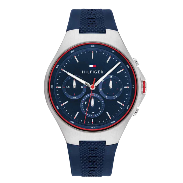 Tommy Hilfiger Justin Blue Silicone Strap Blue Dial Chronograph Quartz Watch for Gents - 1792057