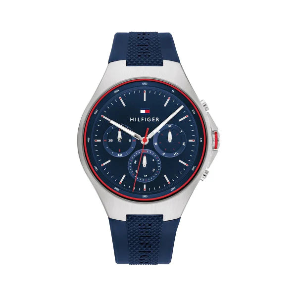 Tommy Hilfiger Justin Blue Silicone Strap Blue Dial Chronograph Quartz Watch for Gents - 1792057