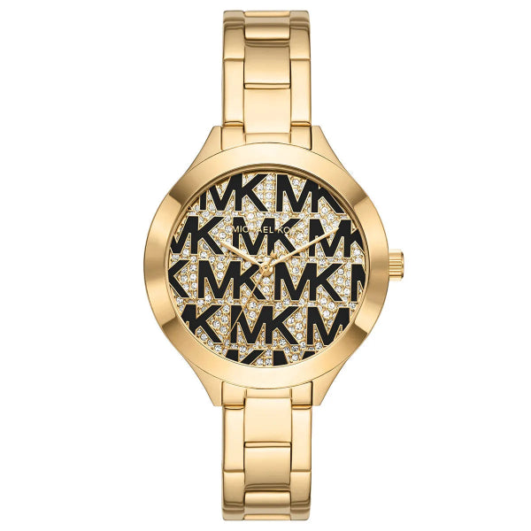 Michael Kors Slim Runway Gold Stainless Steel Gold Dial Quartz Watch for Ladies - MK4659