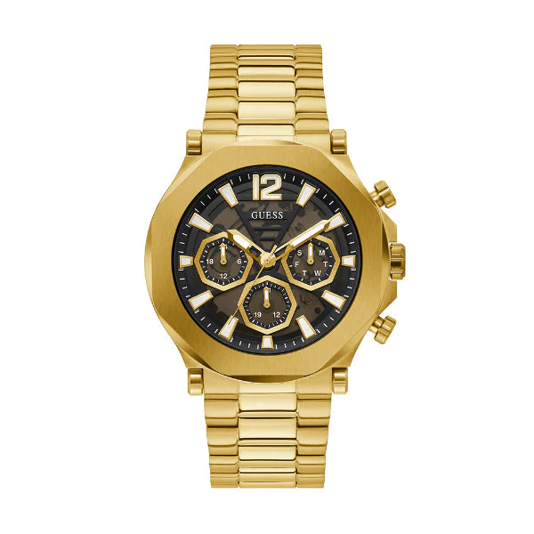 Guess EDGE Gold Stainless Steel Black Dial Chronograph Quartz Watch for Gents - GW0539G2