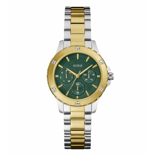 Guess Mist Two-tone Stainless Steel Green Dial Quartz Watch for Ladies - GW0723L1