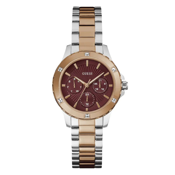 Guess Mist Two-tone Stainless Steel Burgundy Dial Quartz Watch for Ladies - GW0723L2