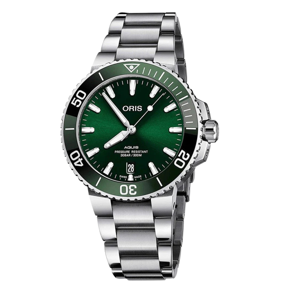 Oris Aquis Silver Stainless Steel Green Dial Automatic Watch for Gents - 01733773041570782405PEB