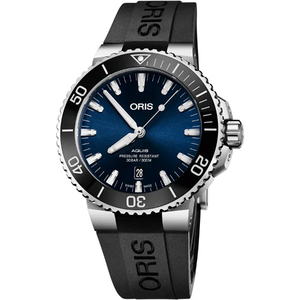 Oris Aquis Black Silicone Strap Blue Dial Automatic Watch for Gents - 01733773041350742464EB