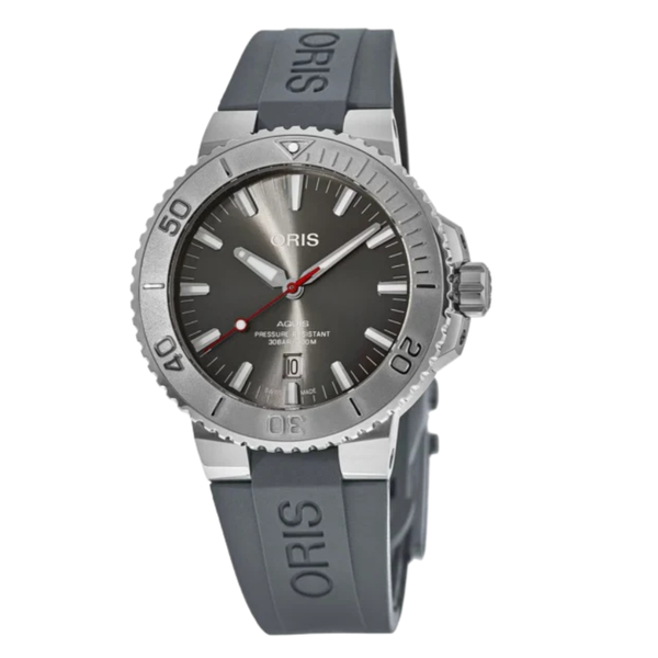 Oris Aquis Grey Silicone Strap Grey Dial Automatic Watch for Gents - 01733773041530742463EB