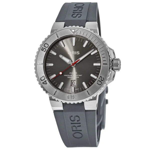 Oris Aquis Grey Silicone Strap Grey Dial Automatic Watch for Gents - 01733773041530742463EB
