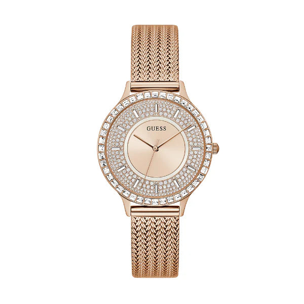 Guess Soiree Rose Gold Stainless Steel Rose Gold Dial Quartz Watch for Ladies - GW0402L3