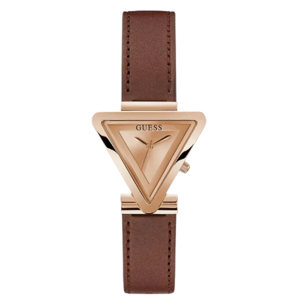 Guess Brown Leather Strap Rose Gold Dial Quartz Watch for Ladies - GW0548L2