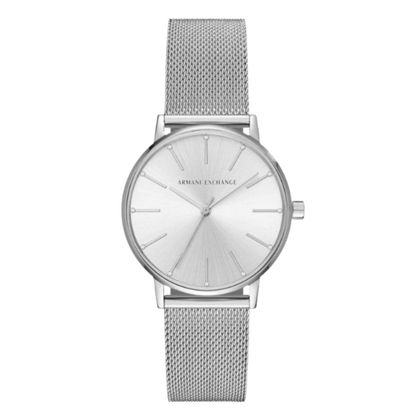 Armani Exchange Silver Mesh Bracelet Silver Dial Quartz Watch for Ladies - AX5535