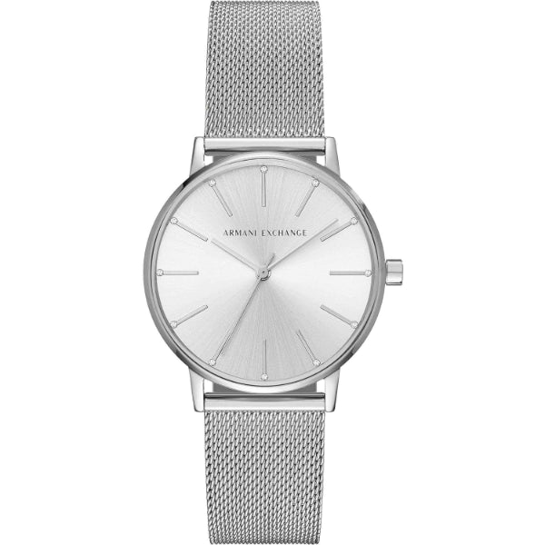 Armani Exchange Silver Mesh Bracelet Silver Dial Quartz Watch for Ladies - AX5535