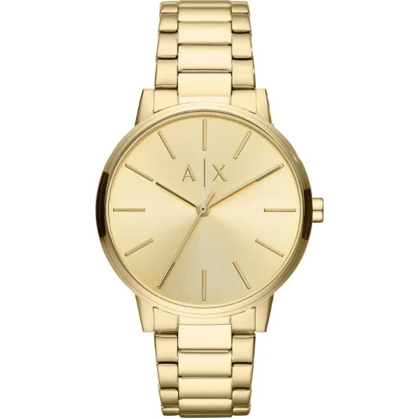 Armani Exchange Cayde Gold Stainless Steel Gold Dial Quartz Watch for Gents - AX2707