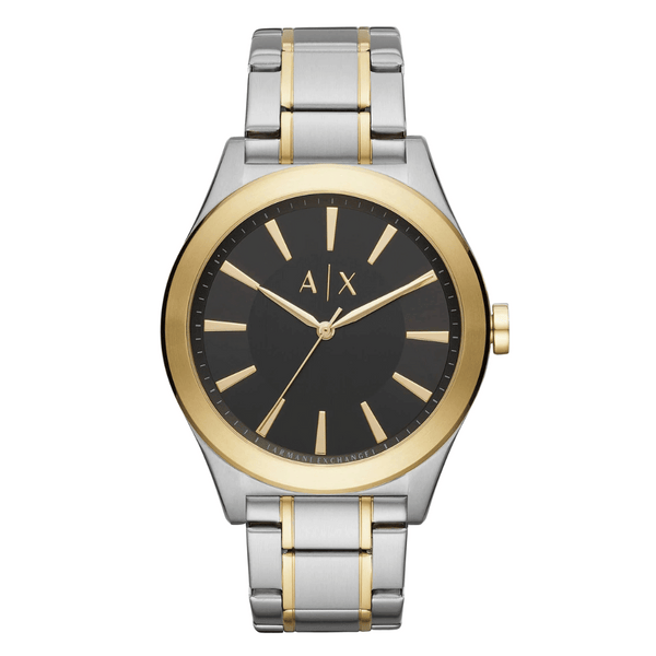 Armani Exchange Nico Two-tone Stainless Steel Black Dial Quartz Watch for Gents - AX2336