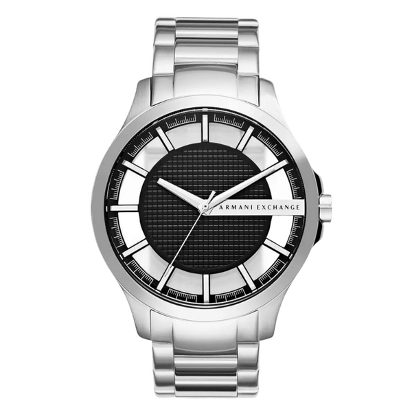 Armani Exchange Silver Stainless Steel Black Dial Quartz Watch for Gents - AX2179