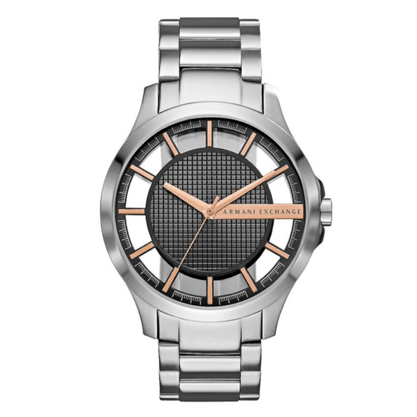 Armani Exchange Silver Stainless Steel Black Dial Quartz Watch for Gents - AX2199