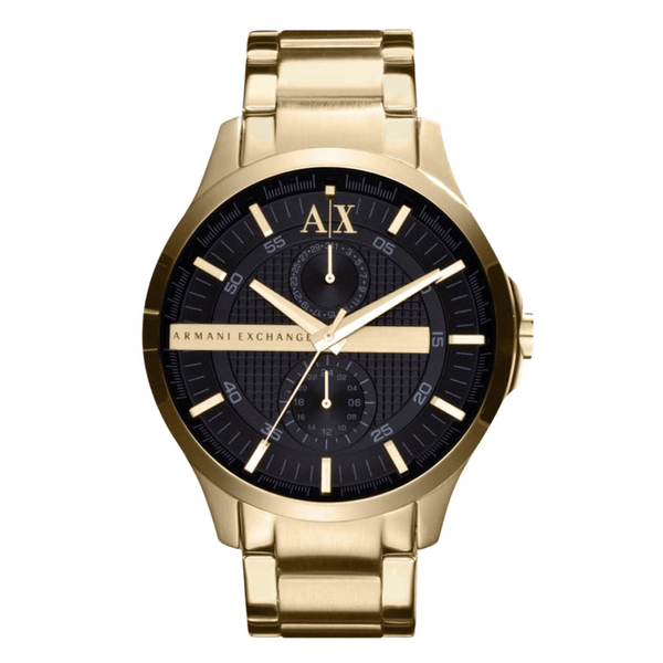 Armani Exchange Gold Stainless Steel Black Dial Quartz Watch for Gents - AX2122