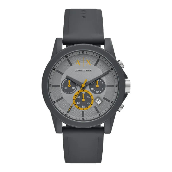 Armani Exchange Grey Silicone Strap Grey Dial Chronograph Quartz Watch for Gents - AX7123