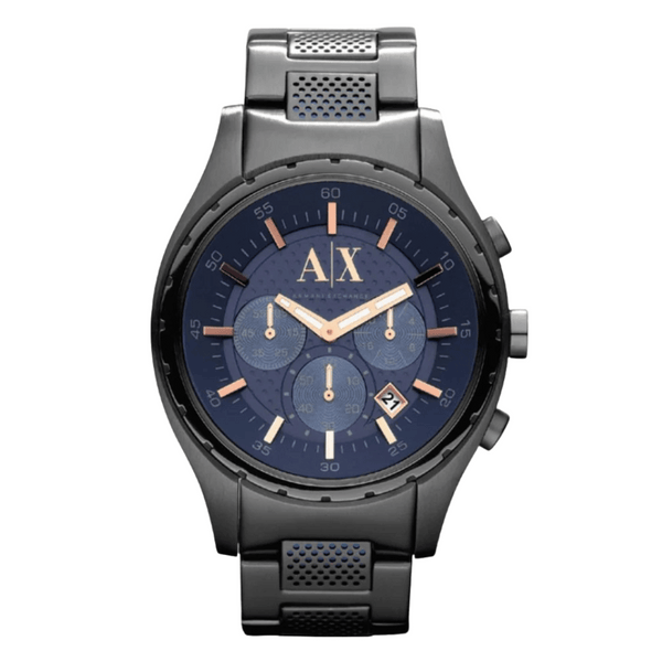 Armani Exchange Gunmetal Stainless Steel Blue Dial Chronograph Quartz Watch for Gents - AX1166