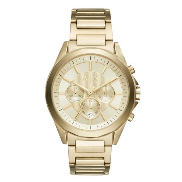 Armani Exchange Gold Stainless Steel Gold Dial Chronograph Quartz Watch for Gents - AX2602