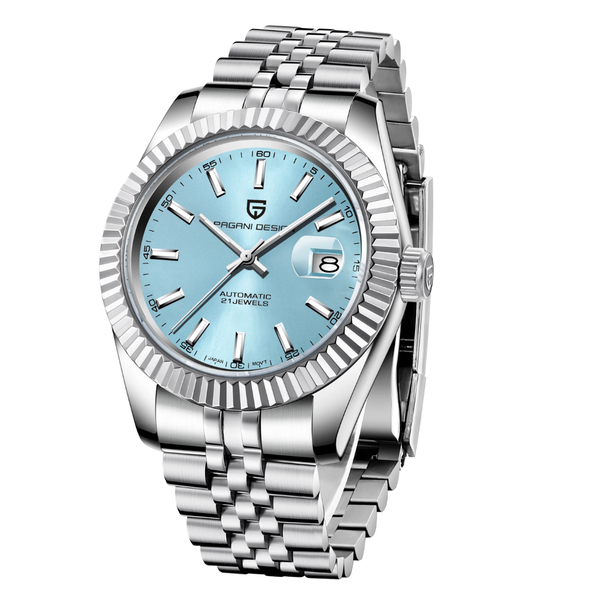 Pagani Design Silver Stainless Steel Aqua Blue Dial Automatic Watch for Gents - PD1645