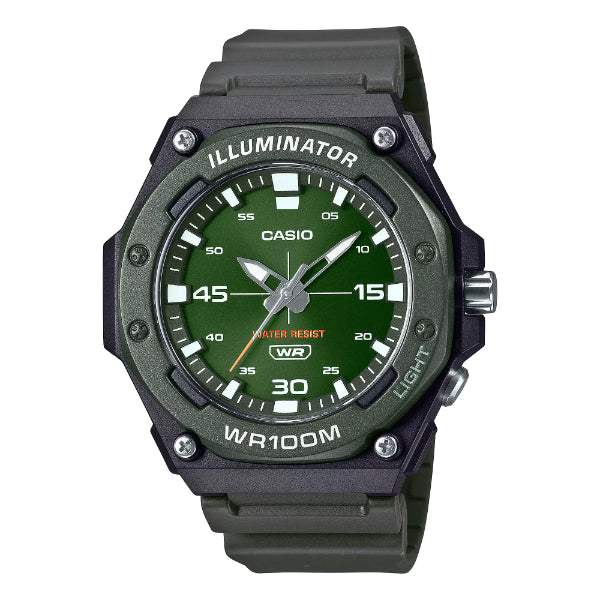 Casio Illuminator Black Resin Strap Green Dial Quartz Watch for Gents - MW-620H-3AVDF