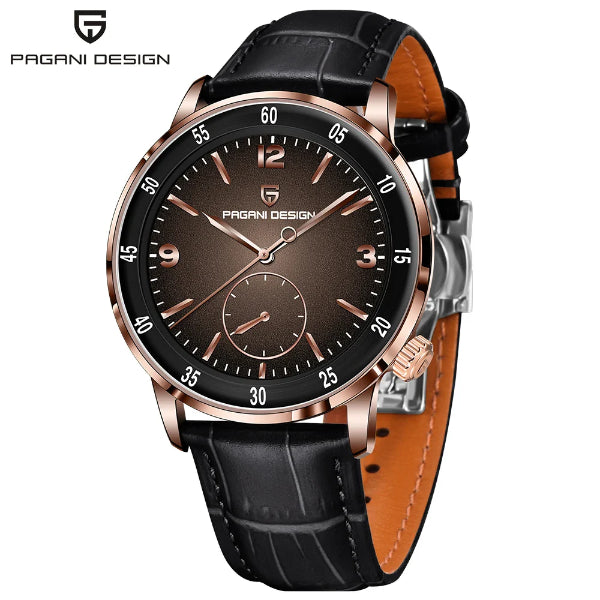 Pagani Design Black Leather Strap Brown Dial Automatic Watch for Gents - PD1790