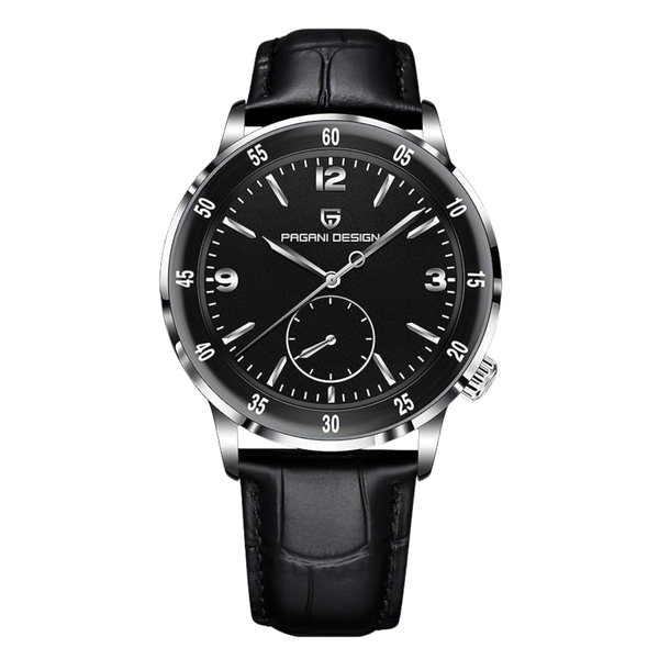 Pagani Design Black Leather Strap Black Dial Automatic Watch for Gents - PD1790