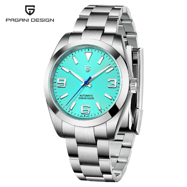 Pagani Design Silver Stainless Steel Tiffany Blue Dial Automatic Watch for Gents - PD1692