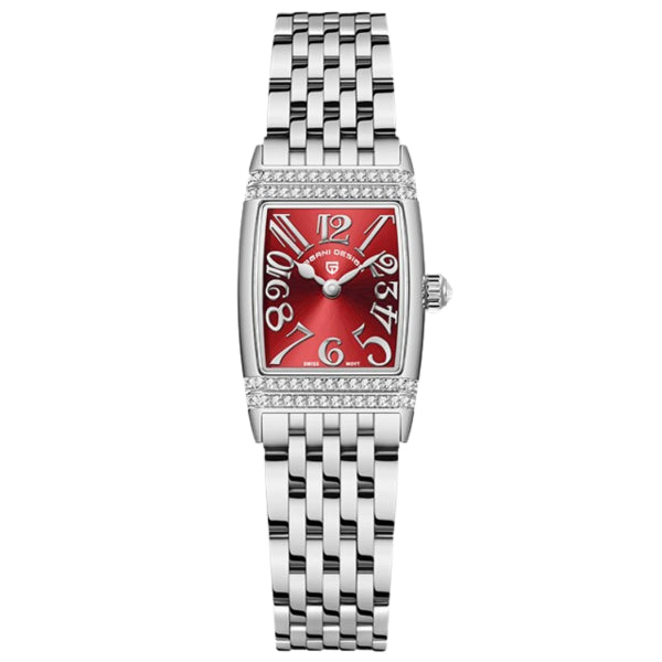 Pagani Design  Silver Stainless Steel Red Dial  Quartz Watch for Ladies - PD-1737L